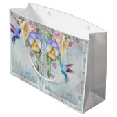 ハチドリと紫の花 ラージペーパーバッグ (裏面アングル)
