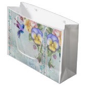 ハチドリと紫の花 ラージペーパーバッグ (正面アングル)