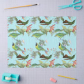 ハチドリと花が明るい緑のデコパージュ 薄葉紙 (クラフト)