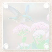 ハチドリと花 ガラスコースター (裏面)