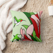 ハチドリと花 クッション (ブランケット)