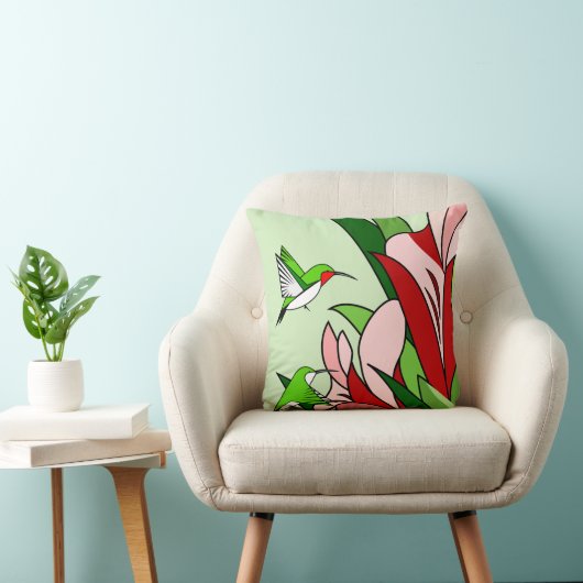 ハチドリと花 クッション (椅子)