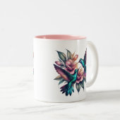 ハチドリと花 ツートーンマグカップ (正面右)
