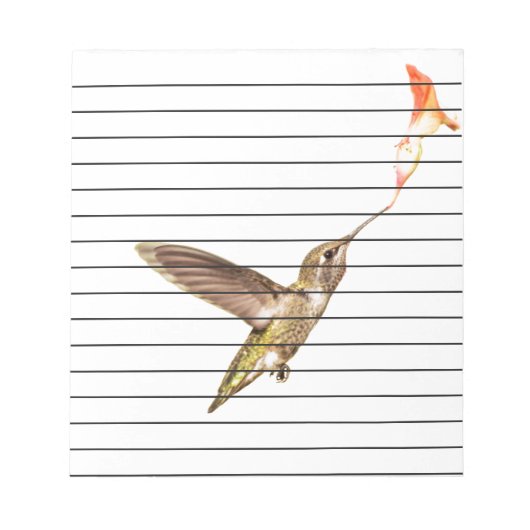 ハチドリと花 ノートパッド (正面)