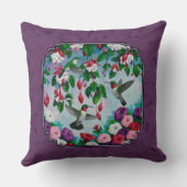 ハチドリと花(紫) クッション (裏面)