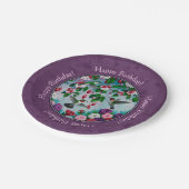 ハチドリと花（紫） ペーパープレート (アングル)