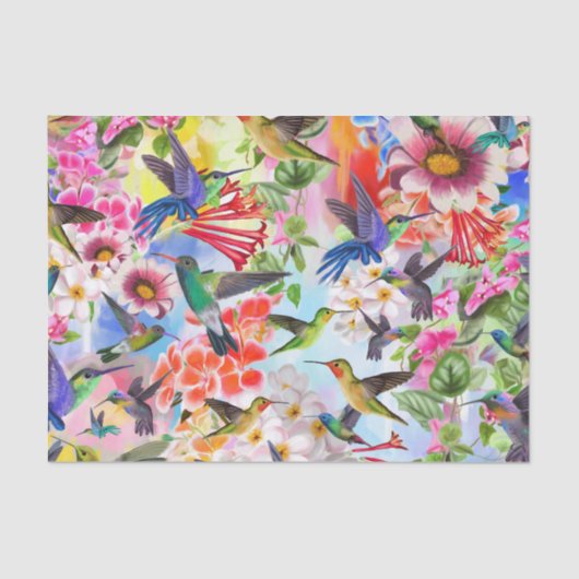 ハチドリと花 薄葉紙 (正面)