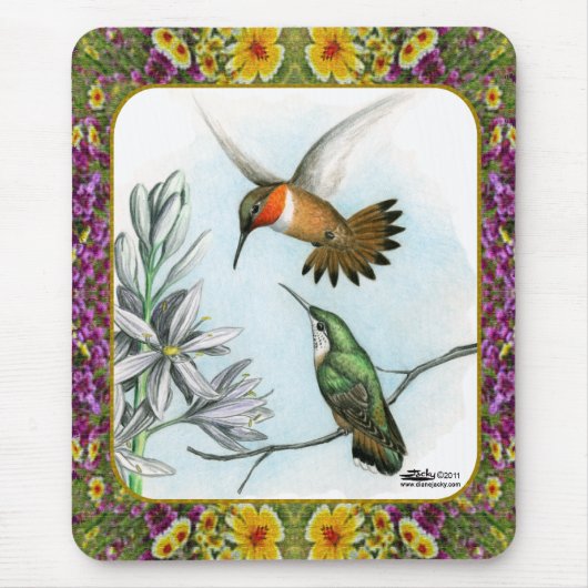 ハチドリと花#2 マウスパッド (正面)