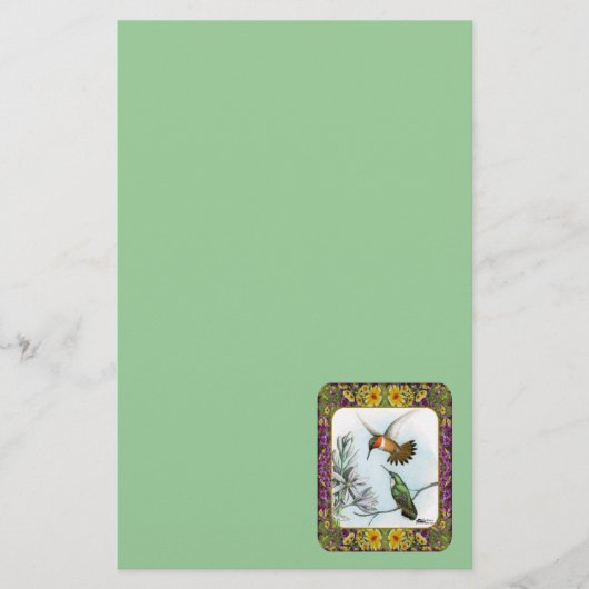 ハチドリと花#2 便箋 (正面)