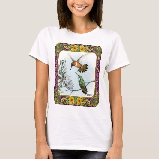 ハチドリと花 #2 Tシャツ (正面)