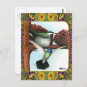 ハチドリと花#3 ポストカード (正面/裏面)