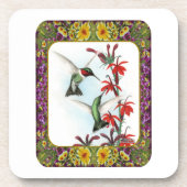 ハチドリと花#5 コースター (正面)