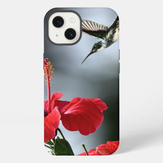 ハチドリと赤い花 iPhoneケース (裏面)