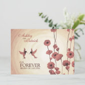 『ハチドリと赤色彩の鮮やかい花の愛結婚』 招待状 (スタンド正面)