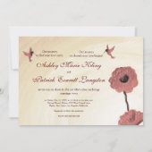 『ハチドリと赤色彩の鮮やかい花の愛結婚』 招待状 (裏面)