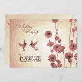 『ハチドリと赤色彩の鮮やかい花の愛結婚』 招待状 (正面/裏面)