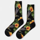ハチドリと黄色いハイビスカス ソックス (左)