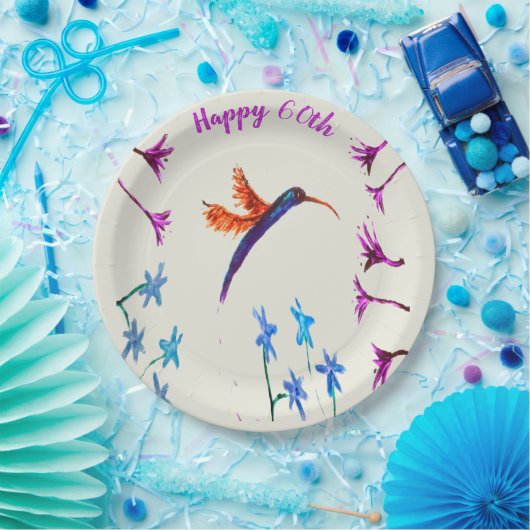 ハチドリによっては記念日の誕生日が開花します ペーパープレート (パーティー)