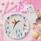 ハチドリによっては記念日の誕生日が開花します ペーパープレート (パーティー)