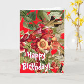 ハチドリによってAudubonは花のバースデー・カードが開花します カード (黄色い花)