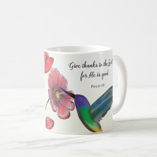 ハチドリのいるあなたの想い出の花 コーヒーマグカップ (正面右)