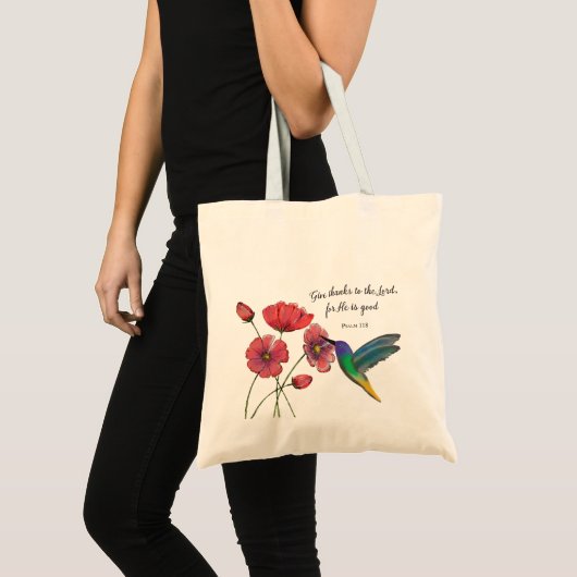 ハチドリのいるあなたの想い出の花 トートバッグ (正面(商品))