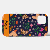ハチドリのいる幻想的な花 カスタムネーム Case-Mate iPhoneケース (裏面 (横))