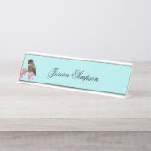 ハチドリのぶら下がったな名札のネームプレート デスクネームプレート (正面)