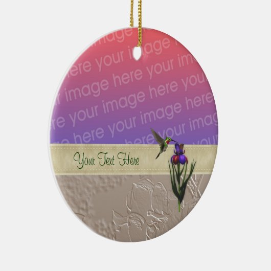 ハチドリのアイリス花あなたの写真のオーナメント セラミックオーナメント (右)