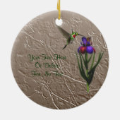 ハチドリのアイリス花あなたの写真のオーナメント セラミックオーナメント (裏面)