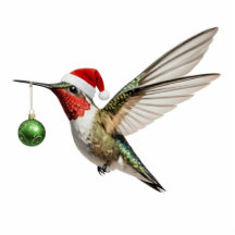 ハチドリのクリスマスオーナメントと緑の装飾