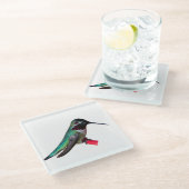 ハチドリのコースター-デザインD ガラスコースター (アングル)