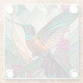 ハチドリのステンドグラスイラストレーション ガラスコースター (裏面)