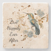 ハチドリのハイドランジアの花 ストーンコースター (正面)