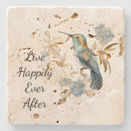 ハチドリのハイドランジアの花 ストーンコースター