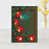 ハチドリのハイビスカスのメッセージカード カード (黄色い花)