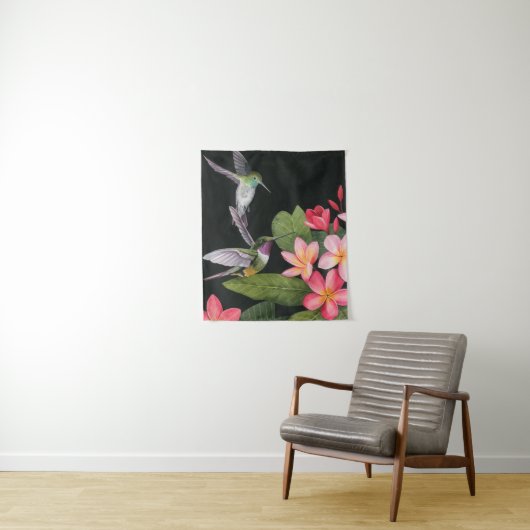 ハチドリのプルメリア タペストリー (インサイチュ)