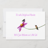 ハチドリのベビーシャワーの招待状 招待状 (正面)