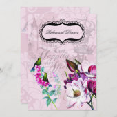 ハチドリのマグノリアのリハーサルの夕食の招待状 招待状 (正面/裏面)