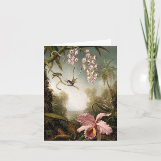 ハチドリのメッセージカードを持つスプレーの蘭 カード (正面)