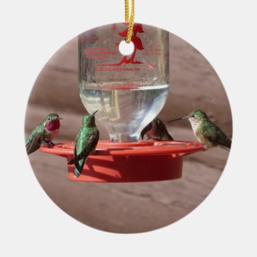 ハチドリの円のオーナメント セラミックオーナメント (正面)