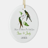 ハチドリの初めてのクリスマスは一緒に最近結婚します セラミックオーナメント (右)