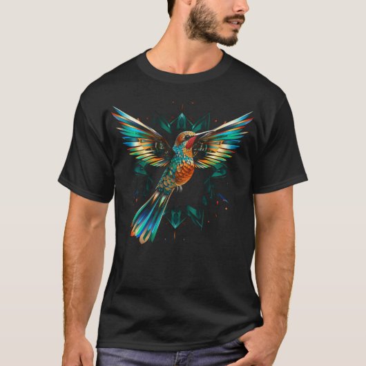ハチドリの動物モチーフアート Tシャツ (正面)