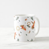 ハチドリの秋の花柄マグカップ コーヒーマグカップ (正面右)