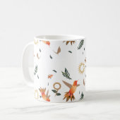 ハチドリの秋の花柄マグカップ コーヒーマグカップ (正面左)