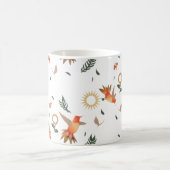 ハチドリの秋の花柄マグカップ コーヒーマグカップ (中央)