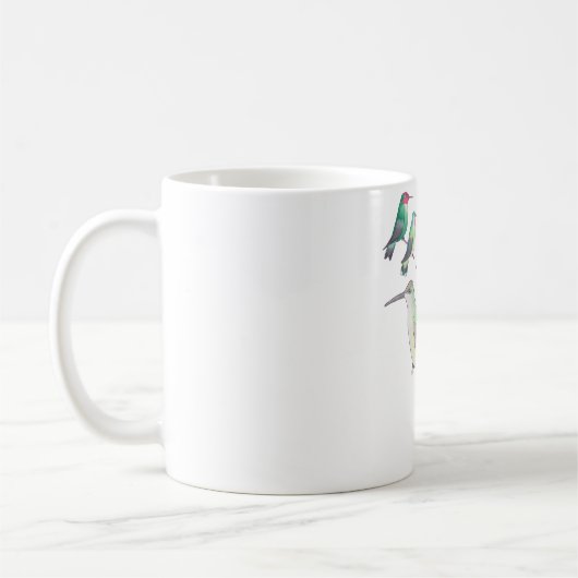ハチドリの種類の水彩画アート コーヒーマグカップ (左)