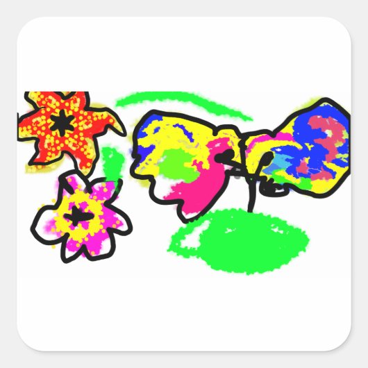 ハチドリの結婚式 スクエアシール (正面)