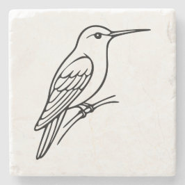ハチドリの線画 - 鳥のイラスト ストーンコースター