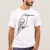 ハチドリの線画 - 鳥のイラスト Tシャツ (正面)